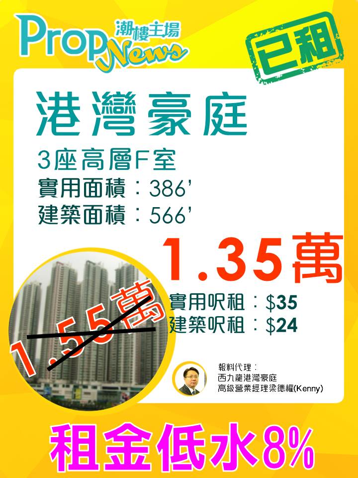 港灣豪庭低水租出