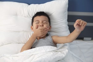 Asian boys get up the morning
