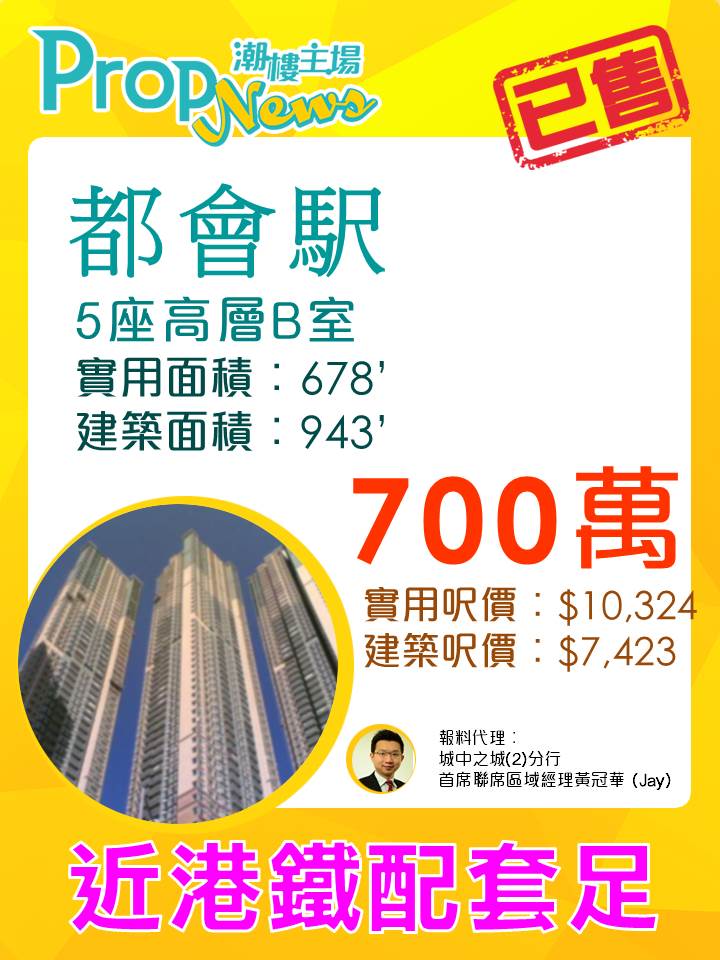 換樓客700萬購都會駅3房