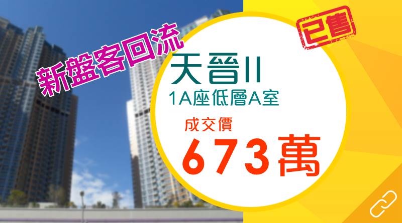 天晉II 2房售約673萬
